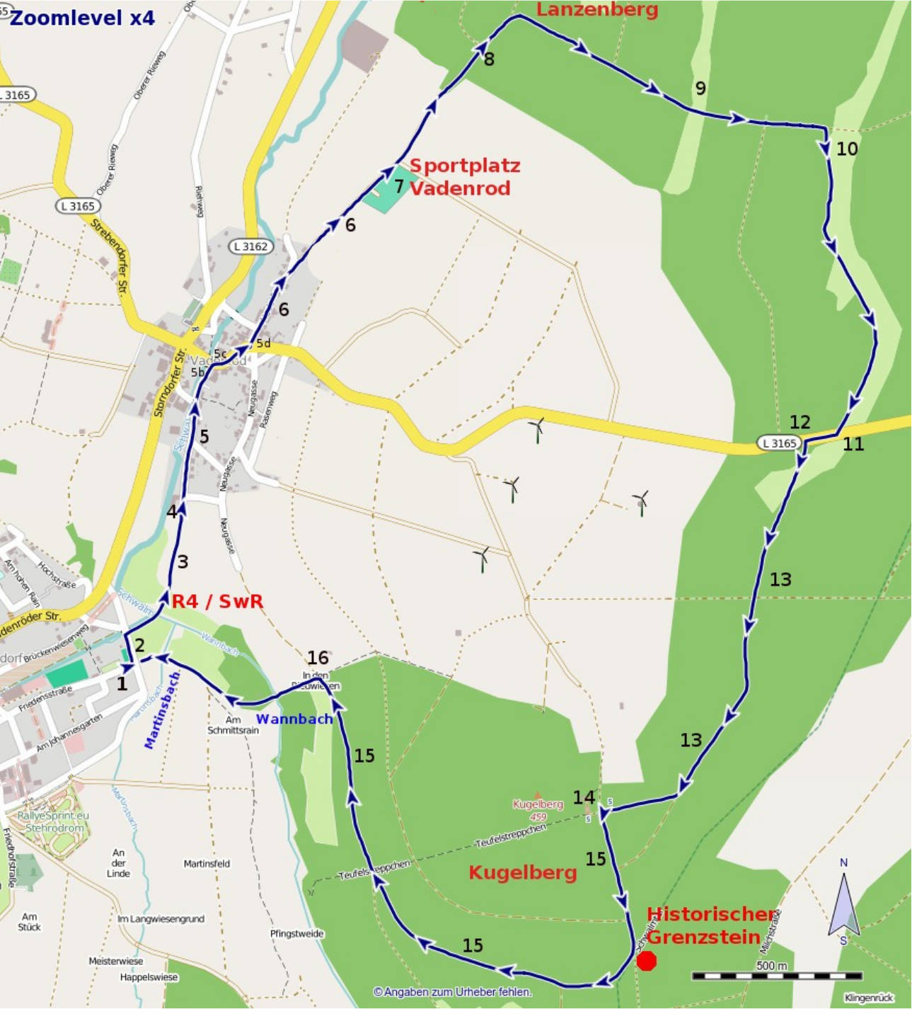Kleine Radtour durch den Lanzenberg Karte
